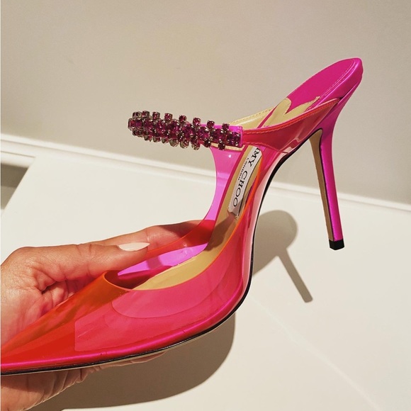 Brand new JIMMY CHOO Bing Crystal Embellished Clear Heeled Mule - Picture 5 of 9